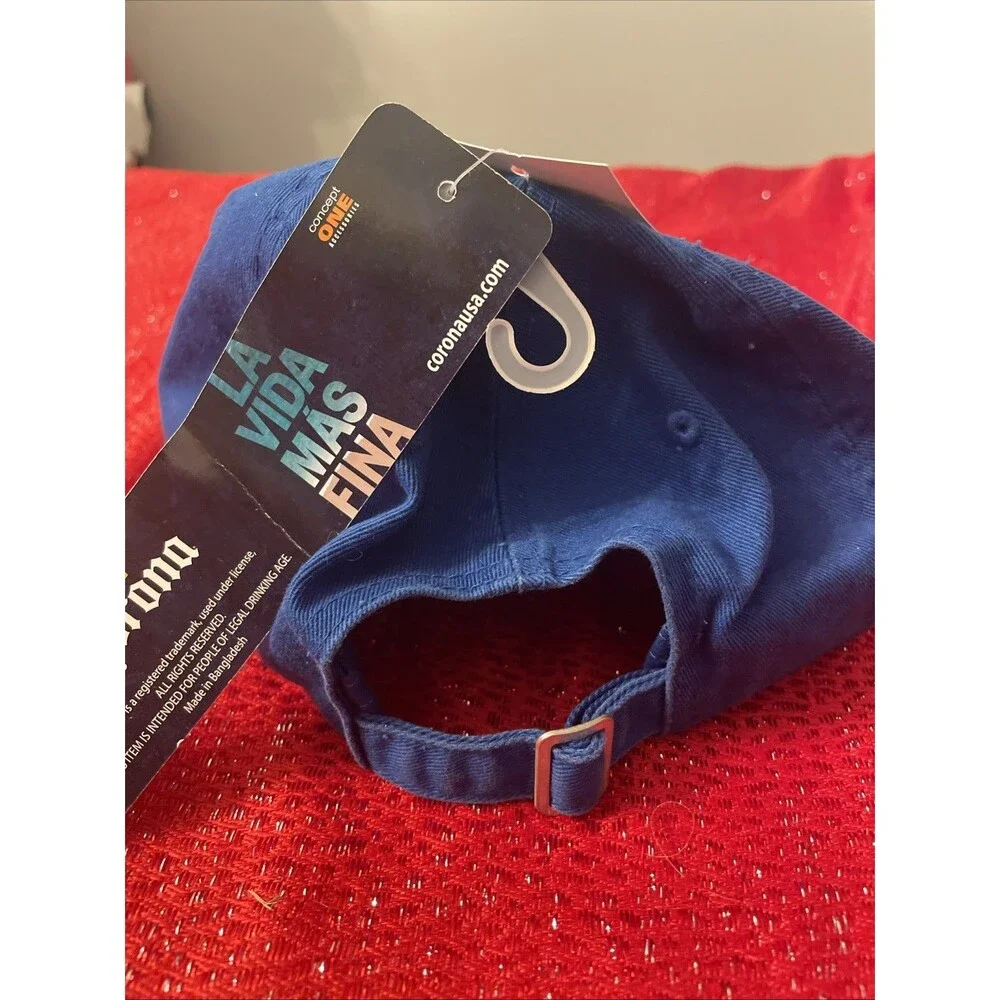 Corona Extra Beer Hat Cap Strap Back Adjustable One Size Blue Embroidered